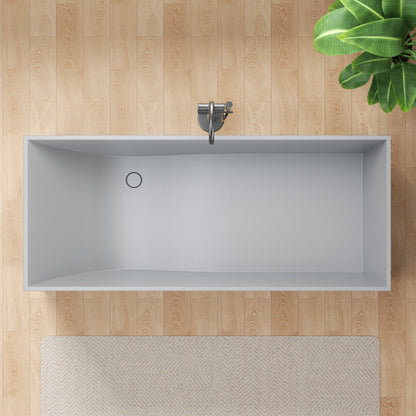 Palace Series 67 in. x 32 in. Flat Bottom Solid Surface Freestanding Soaking Bathtub with Reversible Drain in Slate Gray