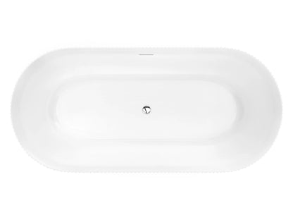 Bailey 59 in. Acrylic and Solid Surface Glossy Flatbottom Freestanding Soaking Bathtub in White