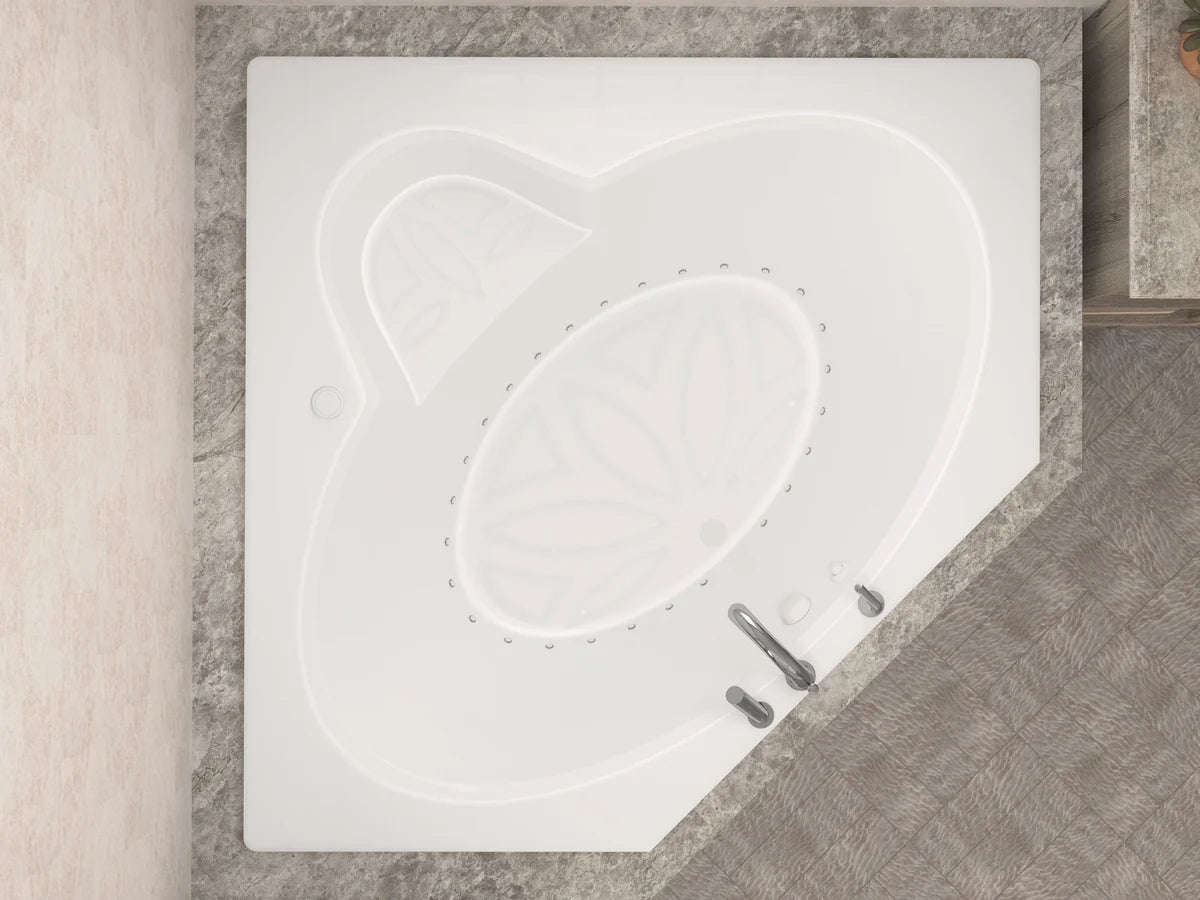 Sublime 60 in. x 60 in. Corner Air Jetted Bathtub with Center Drain in White