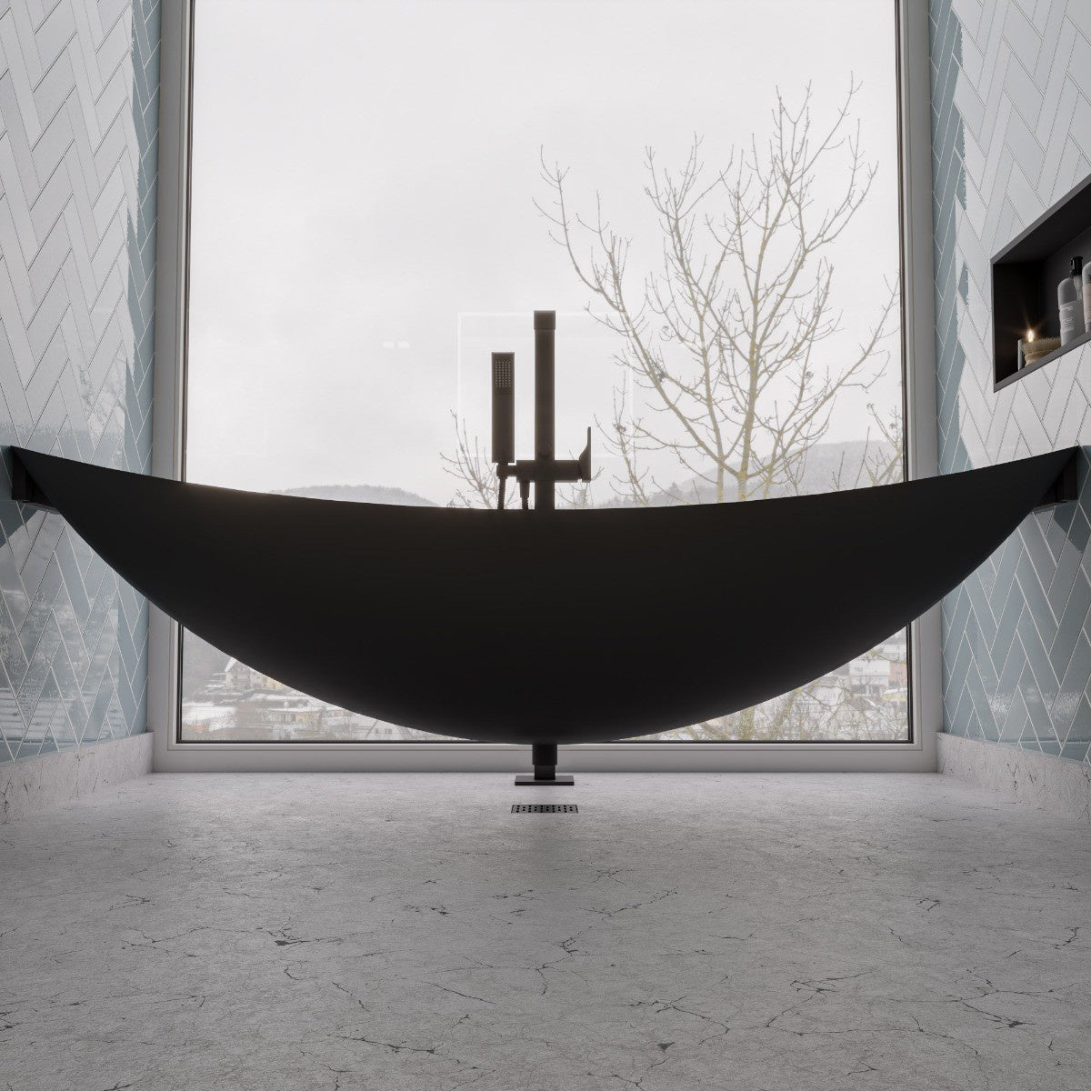 79" Suspended Wall Mounted Hammock Bathtub by Alfi