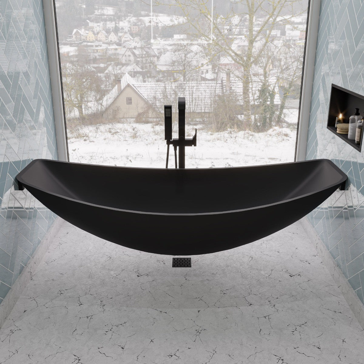 79" Suspended Wall Mounted Hammock Bathtub by Alfi
