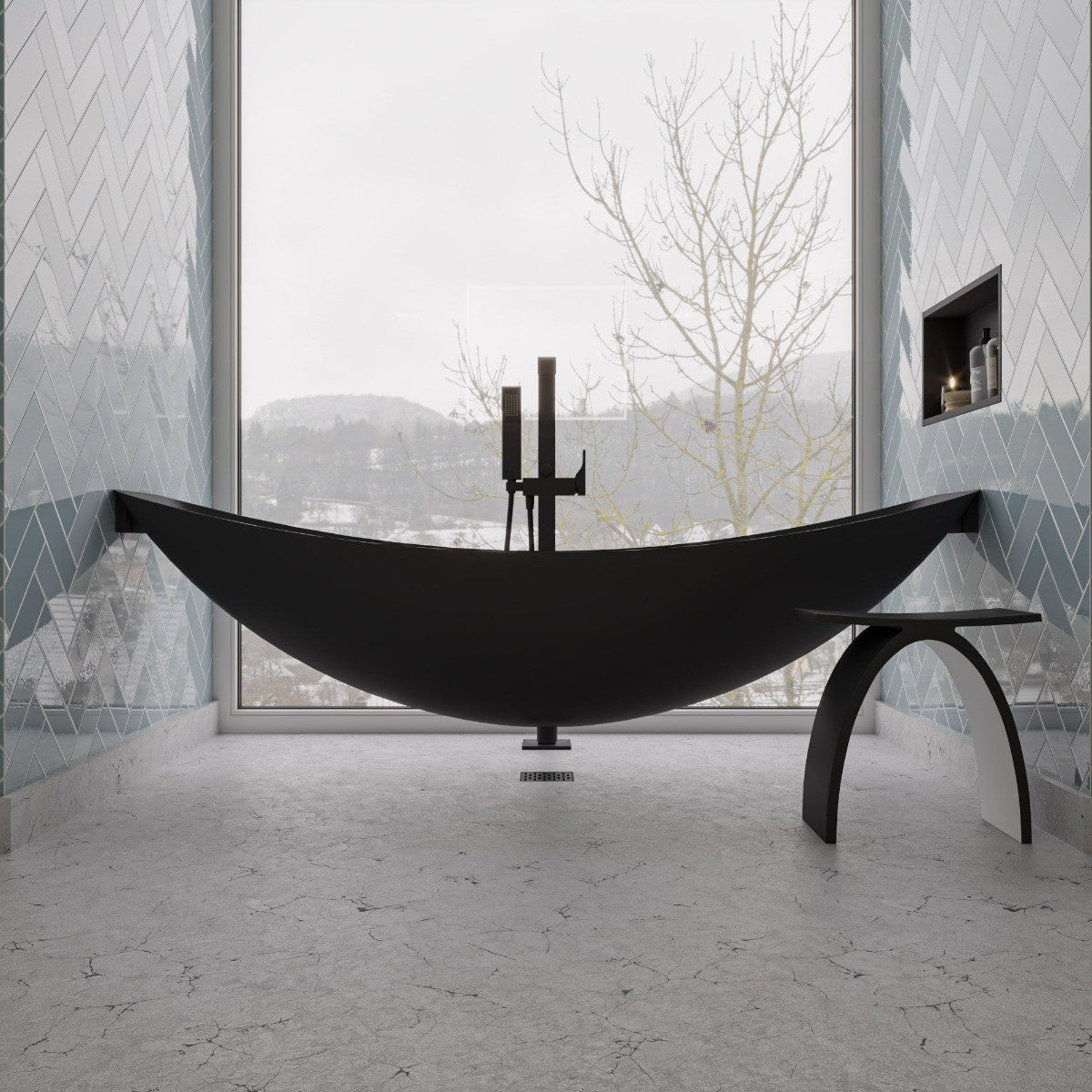 79" Suspended Wall Mounted Hammock Bathtub by Alfi