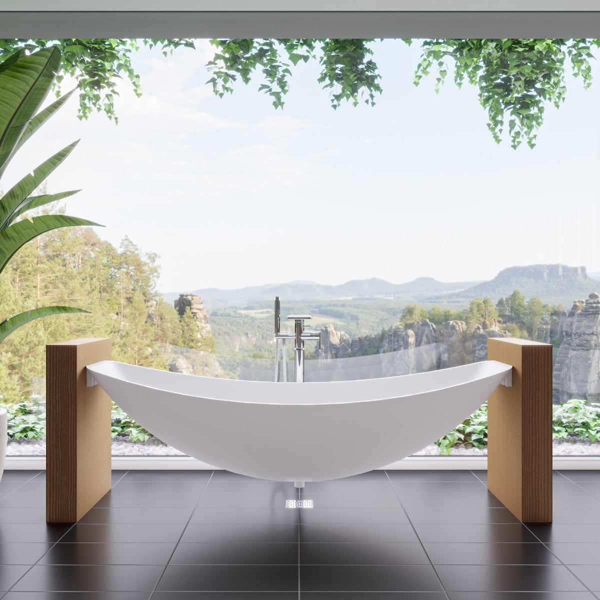 79" Suspended Wall Mounted Hammock Bathtub by Alfi