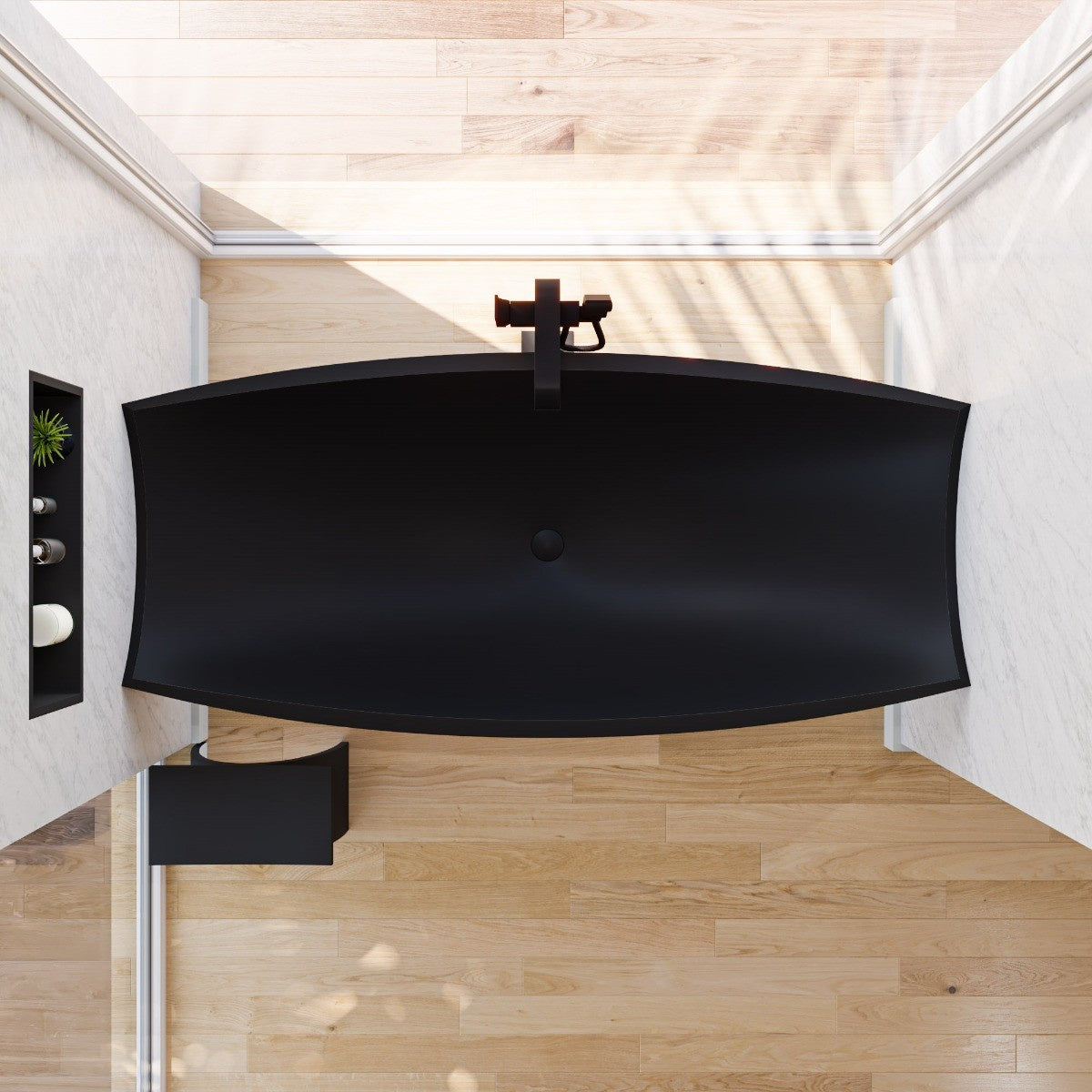 Solid Surface Suspended Wall Mounted Hammock Bathtub by Alfi