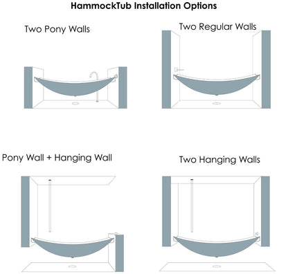 Solid Surface Suspended Wall Mounted Hammock Bathtub by Alfi