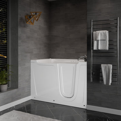 MediTub alcove walk-in whirlpool and air tub, white, 36 x 60, right drain, quick-fill, powered fast drain.