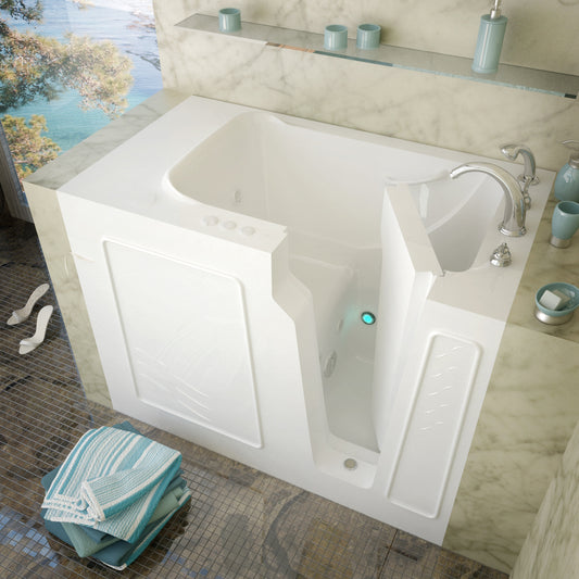 MediTub Walk In Bathtub 29 x 52 Right Drain White Whirlpool Jetted