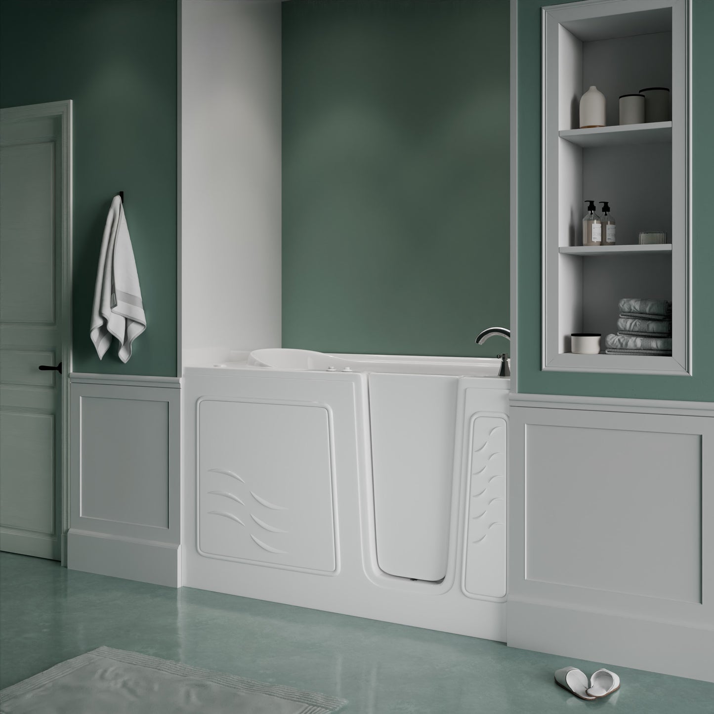 MediTub 30x59 alcove bathtub, white, right-side drain, air-jet with aroma and chroma therapy