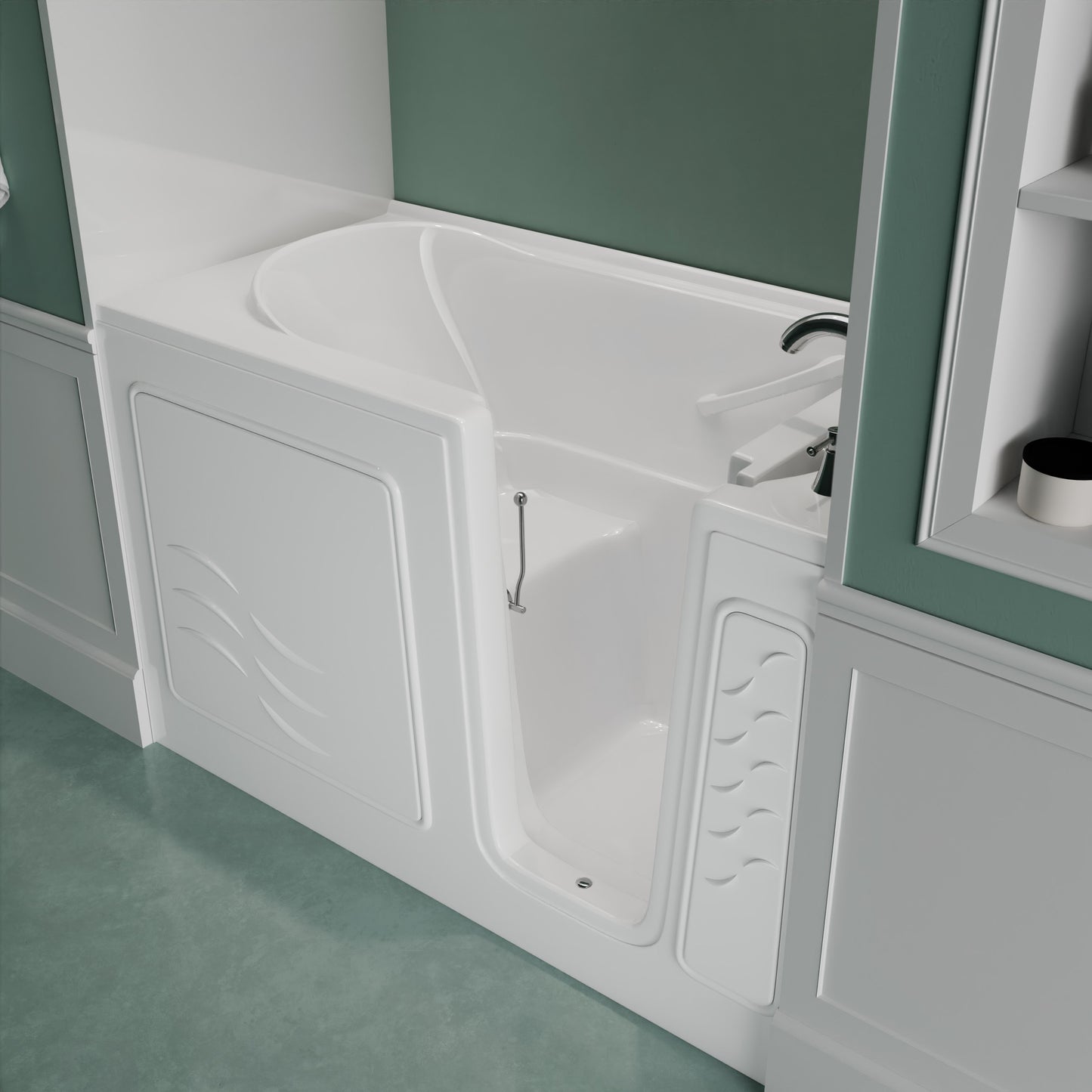 MediTub Collection 30 x 59 right-side drain jetted soaking bathtub in white with fast-fill faucet set (alcove)