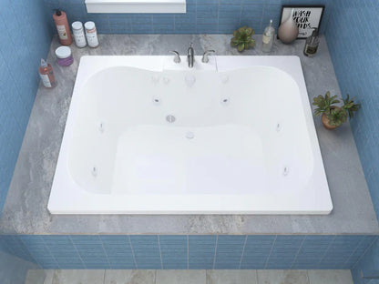 Rhode Series 60 in. x 47 in. Rectangular Whirlpool Bathtub with Center drain and V-Style Back Jets in Glossy White