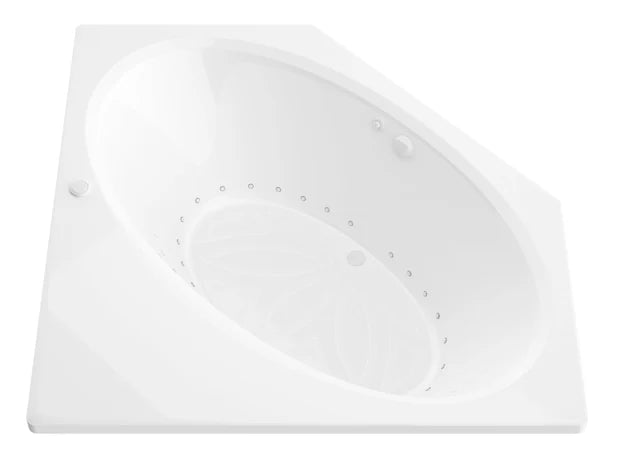 Mali Series 83 in. x 62 in. Corner Air Bathtub with Center drain and Aromatherapy Bubbles in Glossy Smooth White