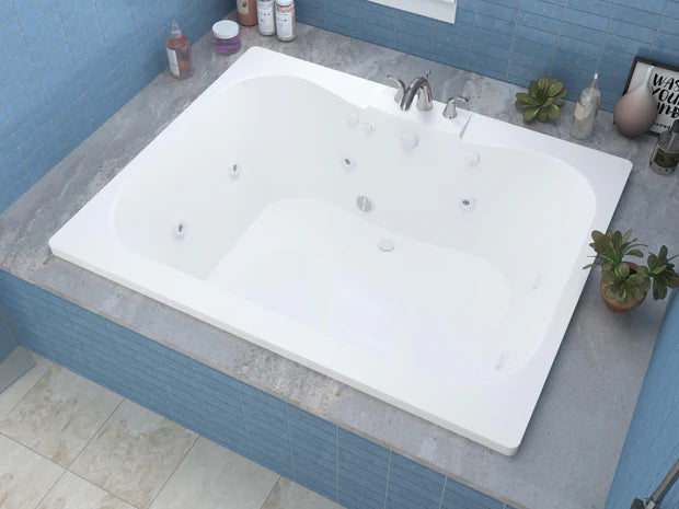 Rhode Series 60 in. x 47 in. Rectangular Whirlpool Bathtub with Center drain and V-Style Back Jets in Glossy White