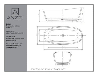 Ember 5.4 ft. Solid Surface Center Drain Freestanding Bathtub in Emerald Green