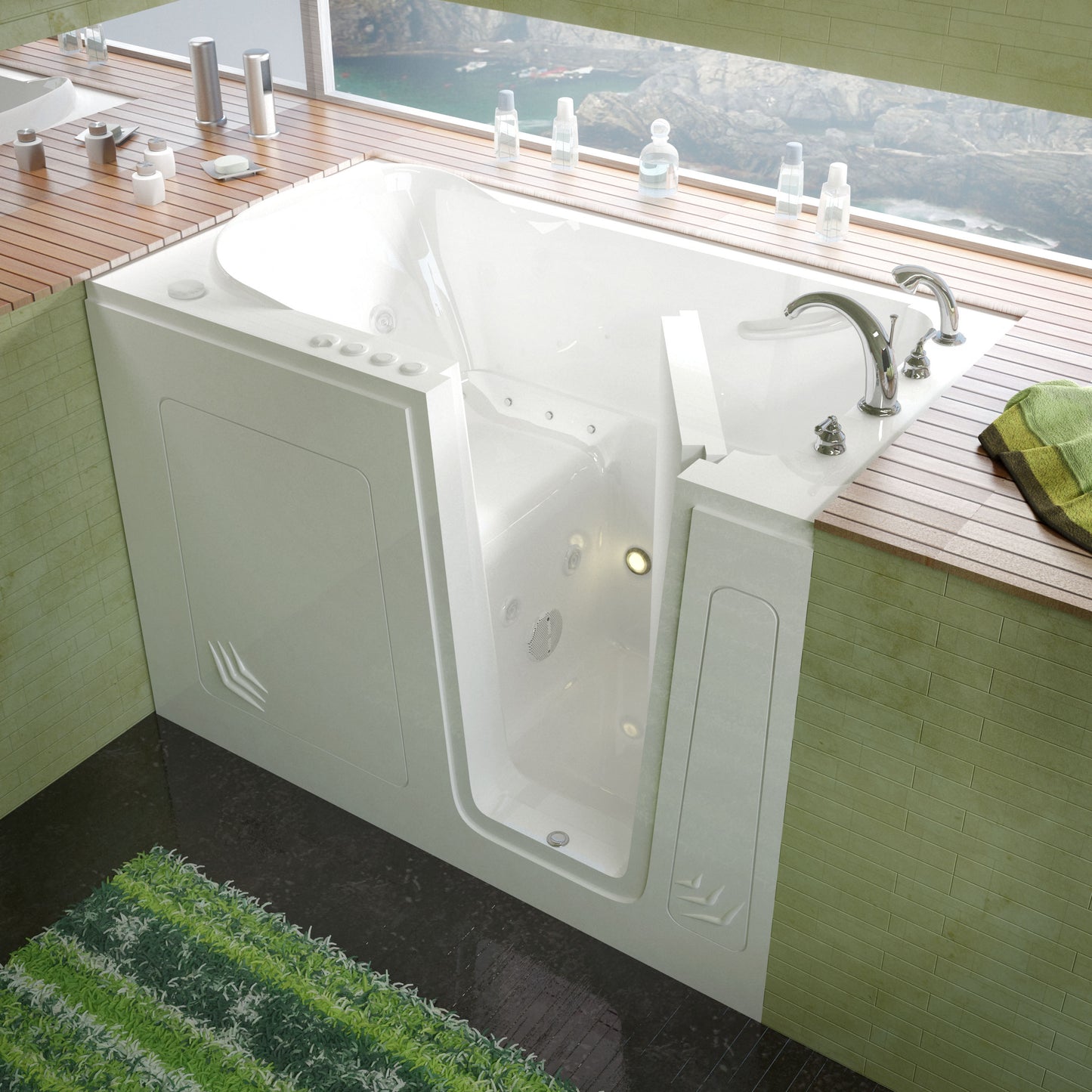 MediTub Walk-In 30x54 white tub with right drain, whirlpool and air jets.
