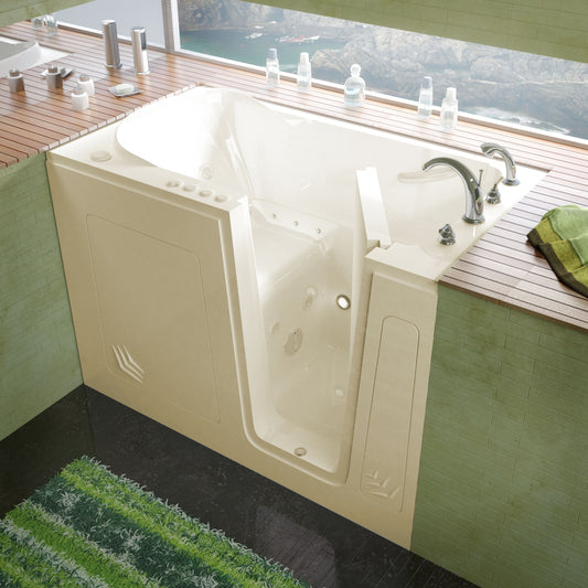 MediTub Walk-In bathtub, biscuit color, 30 x 54, right drain, whirlpool and air jets