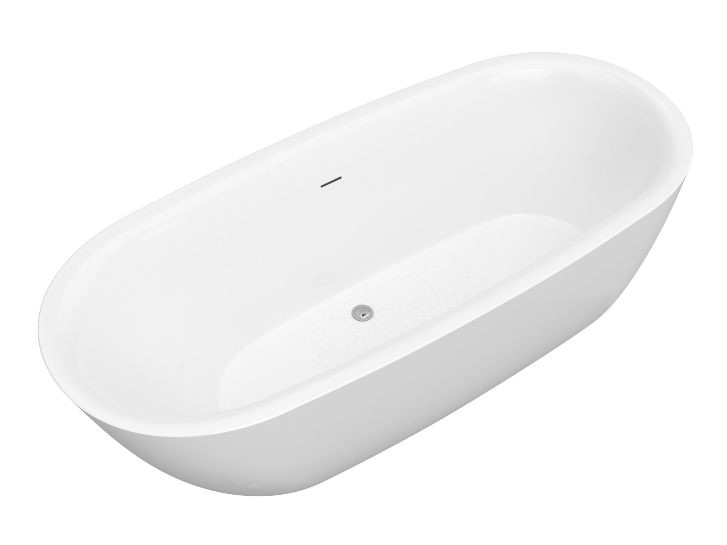 Britt Series 59 in. x 30 in. Flat Bottom Acrylic Freestanding Soaking Bathtub with Center Drain in Glossy White