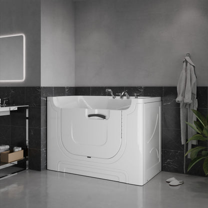 MediTub Collection 30x60 right-drain jetted white soaker bathtub with fast-filling faucet set