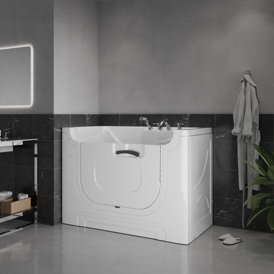 MediTub Collection 30x60 right-drain jetted white soaker bathtub with fast-filling faucet set