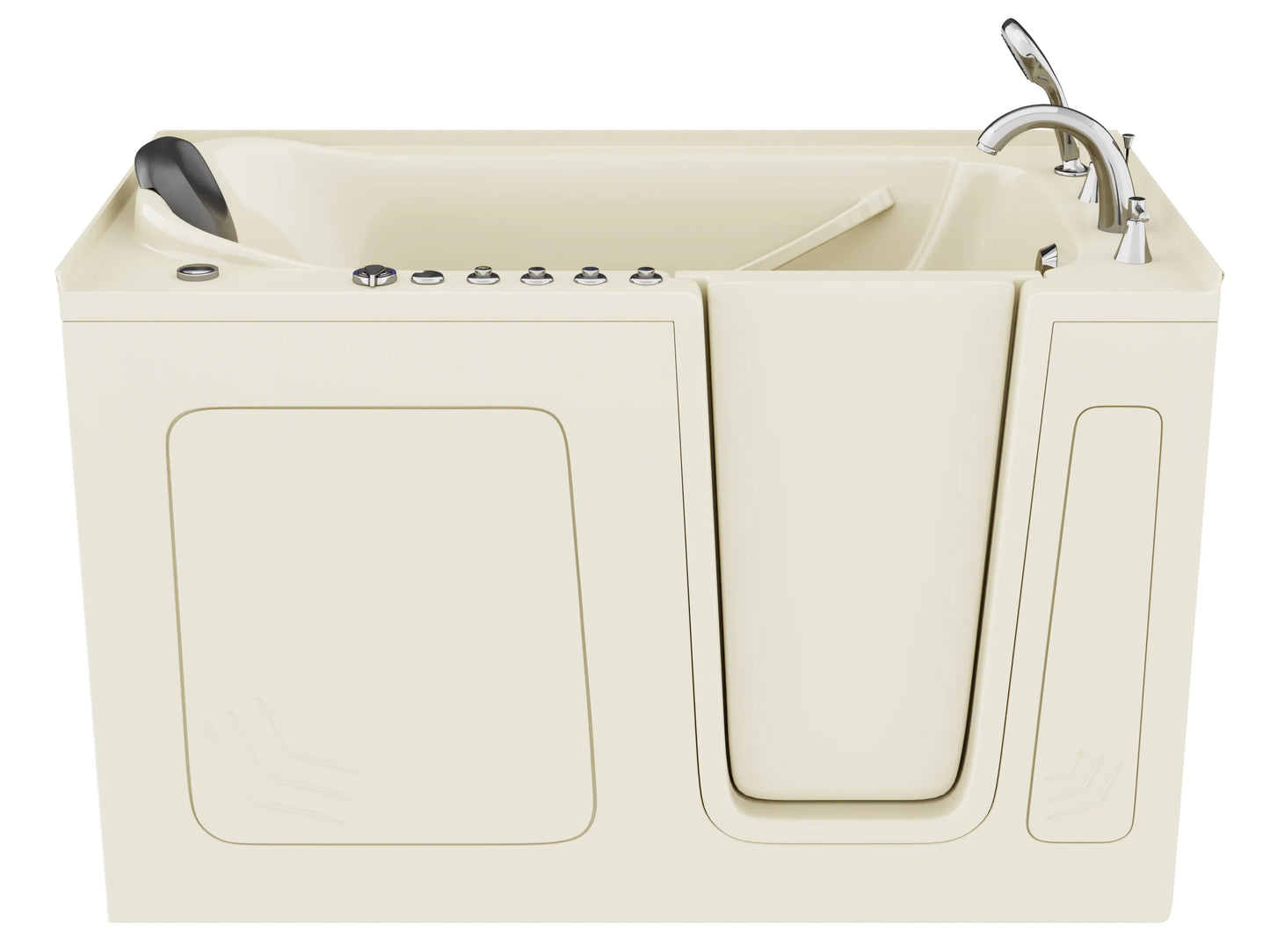 Nimbus Series 32 in. L x 60 in. W Left Side Drain Dual Jetted Bathtub in Biscuit with Microbubbles Jet