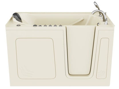 Nimbus Series 32 in. L x 60 in. W Left Side Drain Dual Jetted Bathtub in Biscuit with Microbubbles Jet
