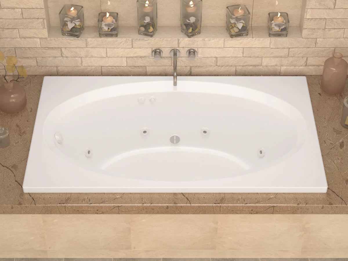 Vogue 42 x 72 Rectangular Whirlpool Jetted Bathtub with Reversible Drain