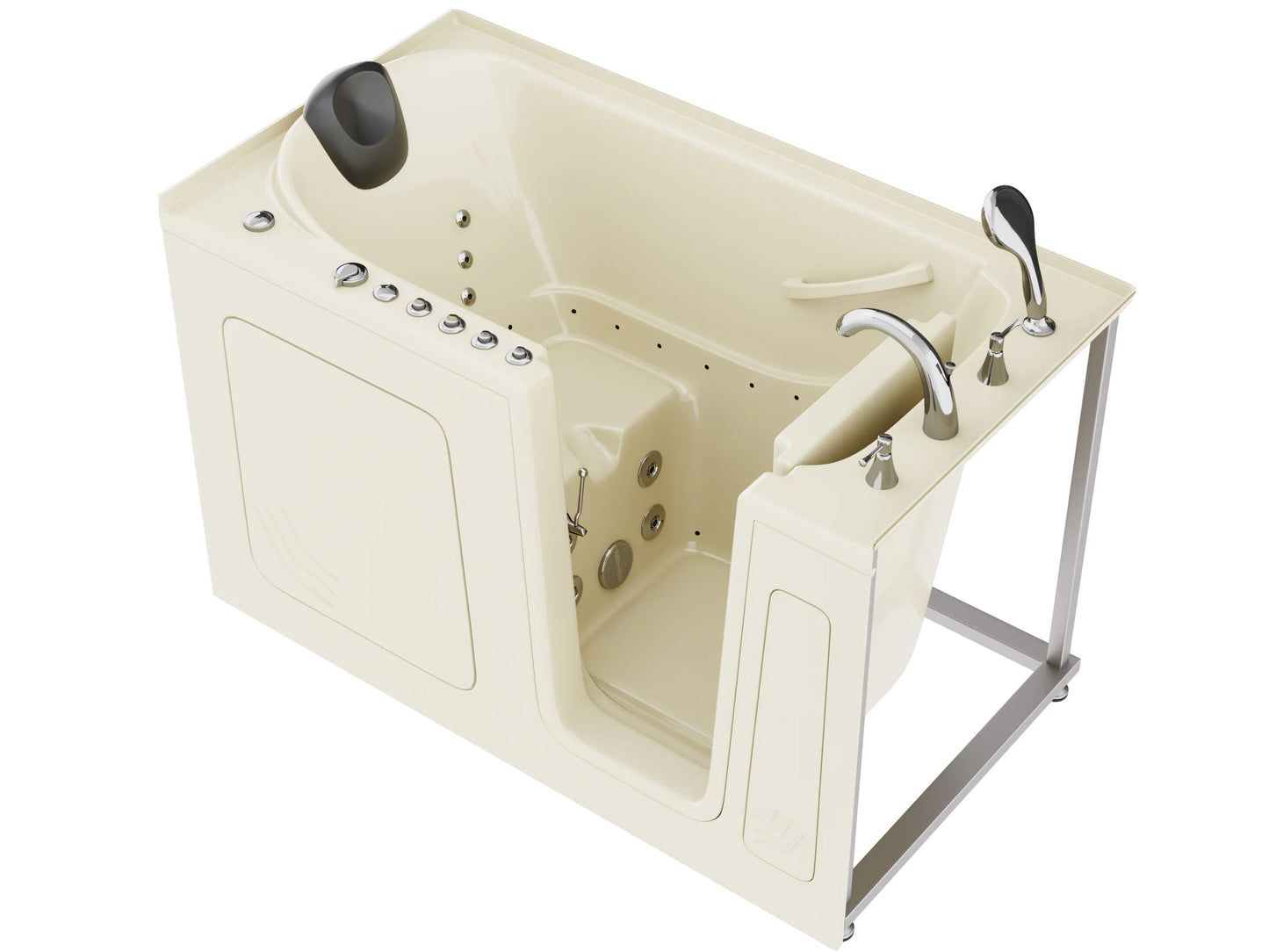 Nimbus Series 32 in. L x 60 in. W Left Side Drain Dual Jetted Bathtub in Biscuit with Microbubbles Jet