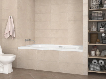Polaris  35.875 x 71.5in. Air and Whirlpool Jetted Bathtub in White with Reversible Drain