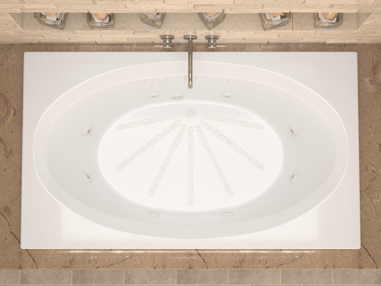Imperial Series 71 in. x 42 in. Rectangular Whirlpool Bathtub with Center drain and V-Style Back Jets in Glossy White