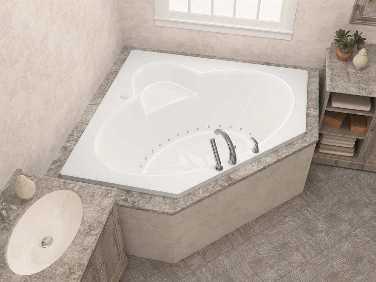 Sublime 60 in. x 60 in. Corner Air Jetted Bathtub with Center Drain in White