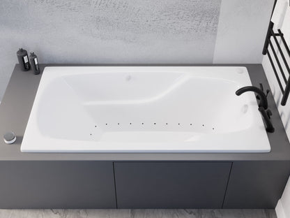 Coral Series 59 in. x 32 in. Rectangular Air Bathtub with Right Side Drain and Aromatherapy in Glossy Smooth White