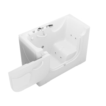 MediTub Collection 30x60 white whirlpool jetted bathtub with left drain and powered fast drain.