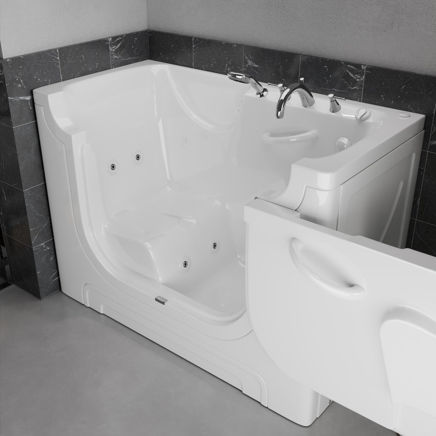 MediTub Collection 30 x 60 whirlpool jetted bathtub, white with right drain