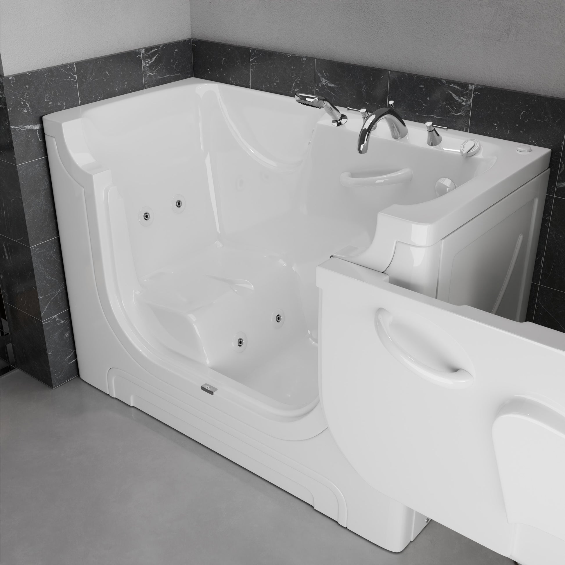 MediTub Collection 30 x 60 whirlpool jetted bathtub, white with right drain
