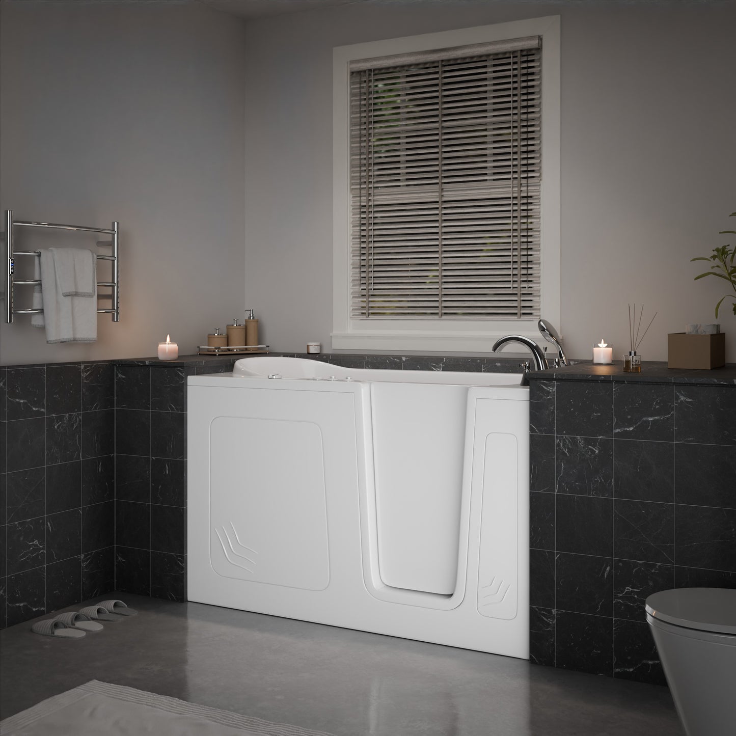 MediTub white jetted whirlpool bathtub with right drain