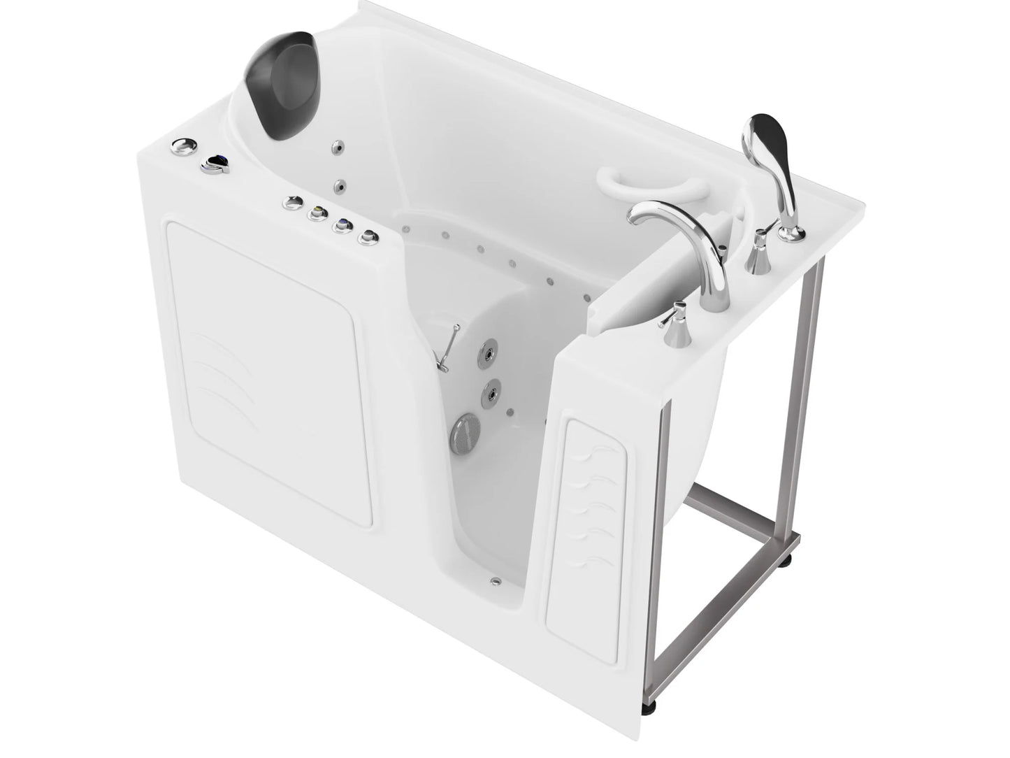 Coupe Series 29 in. x 52 in. Right Drain Quick Fill Walk-In Whirlpool and Air Tub with Powered Fast Drain in White