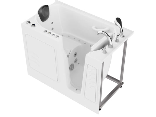 Coupe Series 29 in. x 52 in. Right Drain Quick Fill Walk-In Whirlpool and Air Tub with Powered Fast Drain in White