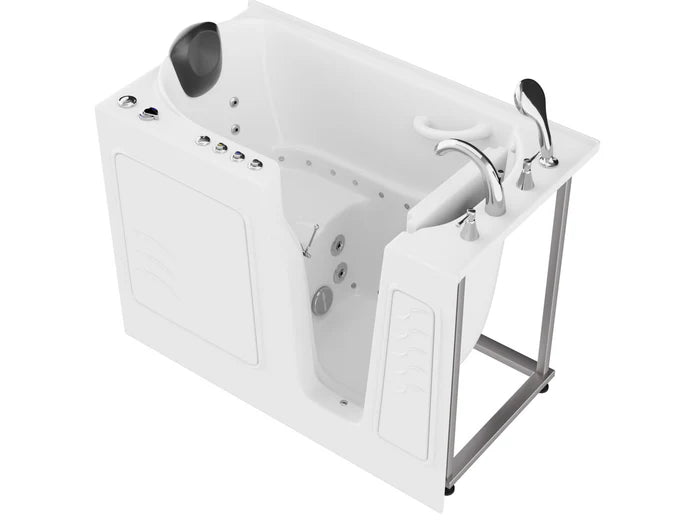 Coupe Series 29 in. x 52 in. Left Drain Quick Fill Walk-In Whirlpool and Air Tub with Powered Fast Drain in White