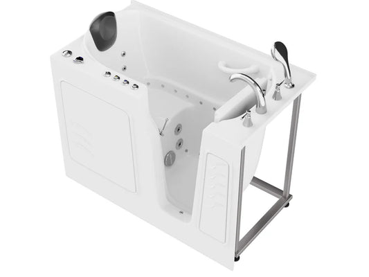 Coupe Series 29 in. x 52 in. Left Drain Quick Fill Walk-In Whirlpool and Air Tub with Powered Fast Drain in White