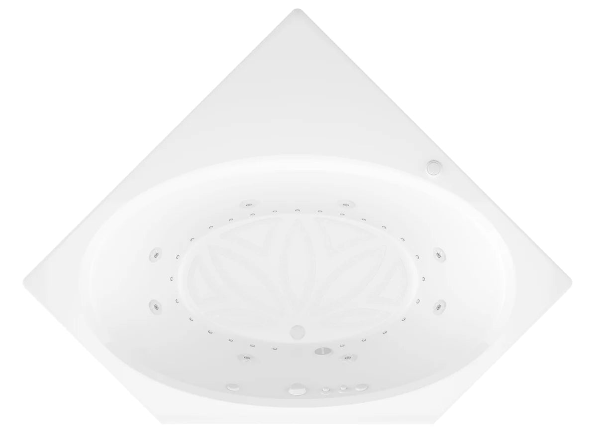 Mali 83 in. x 62 in. Corner Whirlpool and Air Bathtub with Center drain and VS Jets and Aromatherapy in Glossy White