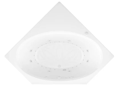 Mali 83 in. x 62 in. Corner Whirlpool and Air Bathtub with Center drain and VS Jets and Aromatherapy in Glossy White