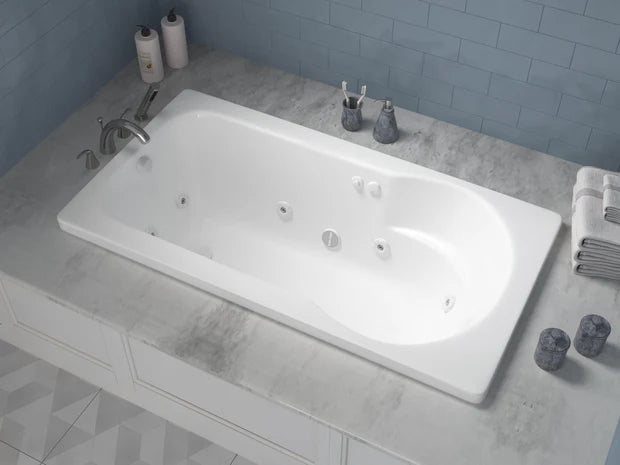 Zircon Series 60 in. x 32 in. Rectangular Whirlpool Bathtub with Right Side Drain and V-Style Back Jets in Glossy White