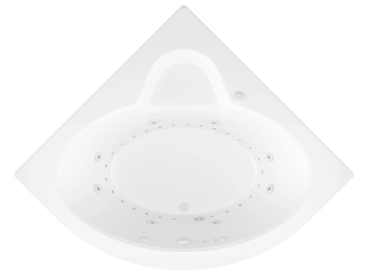Jasper 85 in. x 67 in. Corner Whirlpool and Air Bathtub with Center drain and VS Jets and Aromatherapy in Glossy White