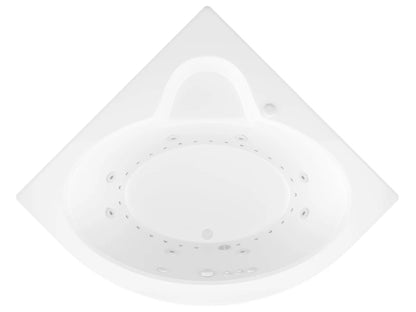 Jasper 85 in. x 67 in. Corner Whirlpool and Air Bathtub with Center drain and VS Jets and Aromatherapy in Glossy White