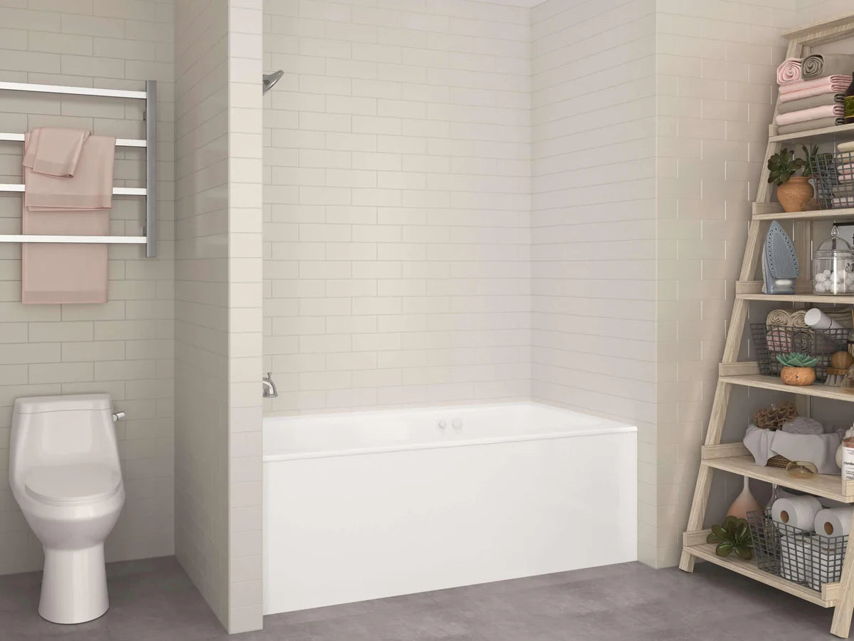 Amber Series 60 in. x 30 in. Rectangular Whirlpool Bathtub with Right Side Drain and V-Style Back Jets in Glossy White