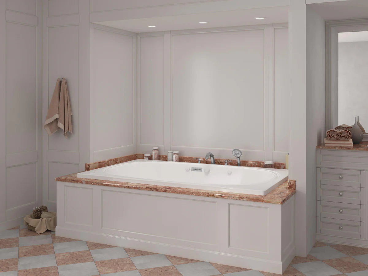 Charleston  48 x 78 Rectangular Air and Whirlpool Jetted Bathtub in White with Reversible Drain