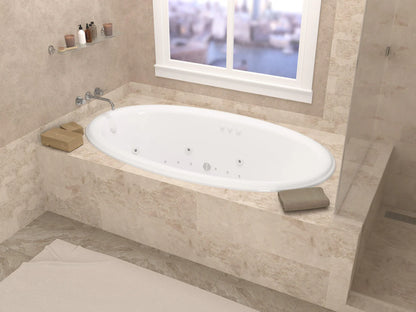 Topaz Series 60 in. x 36 in. Oval Whirlpool and Air Bathtub with Right Side Drain and V-Style Back Jets in Glossy White