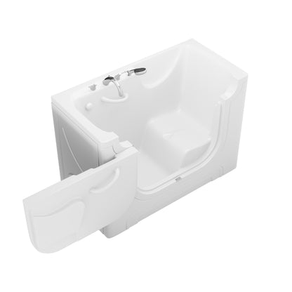 Meditub Collection 30 x 60 left-side drain jetted white alcove bathtub with fast-filling faucet set by Tranquil Bath Co.