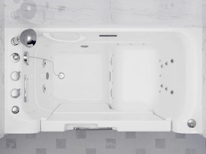 Left Drain FULLY LOADED Wheelchair Access Walk-in Tub with Air and Whirlpool Jets Hot Tub | Quick Fill Waterfall Tub Filler with 6 Setting Handheld Shower Sprayer | Including Aromatherapy, LED Lights, V-Shaped Back Jets, and Auto Drain | 2953WCLWD