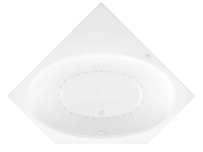 Mali Series 83 in. x 62 in. Corner Air Bathtub with Center drain and Aromatherapy Bubbles in Glossy Smooth White