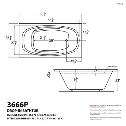 Polaris  66 in. x 36 in. Rectangular Whirlpool and Air Bathtub with Reversible Drain in Left Drain and VS Jets and Aroma in Glossy White